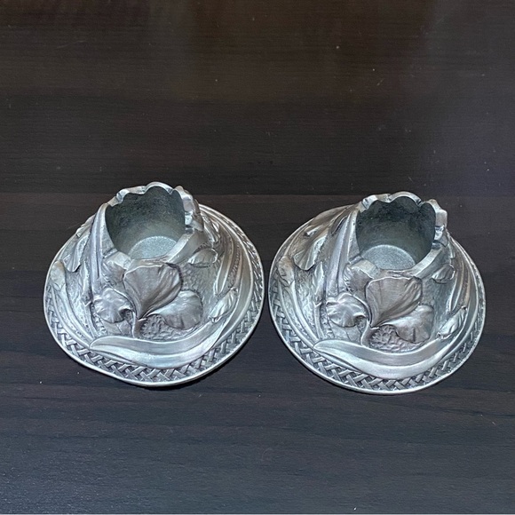 Vintage 1997 Seagull Canada Pewter Etain Zinn Pewter Candle Holders - Picture 2 of 16
